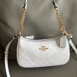 Coach Ivory Shoulder Bag with Gold Details